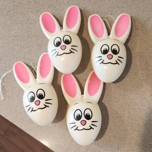 Vintage Easter Bunny Plastic Easter Eggs / Ornaments